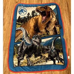 JURASSIC WORLD Dominio Velociraptor Rexy T-Rex Soft Plush Throw Franco 60"x44"
